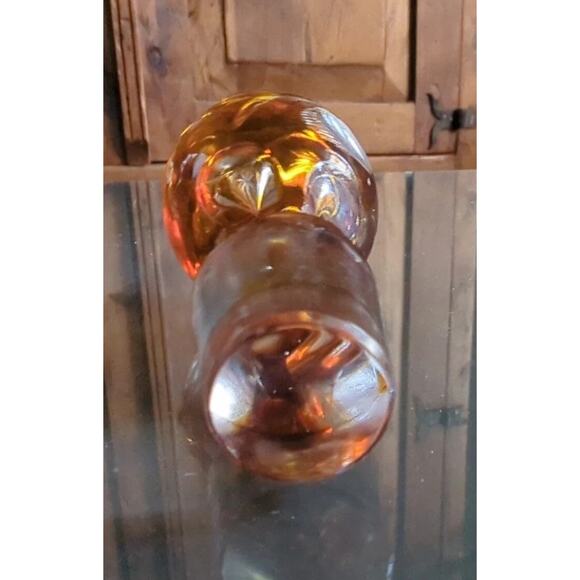 Vintage Replacement Czech Amber/Clear Decanter Stopper Crystal Etched Floral - Picture 7 of 7